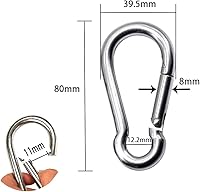 Vista 2 de Gancho de resorte de 3.15 pulgadas, clip de acero inoxidable resistente para barco, hamaca, gimnasio, al aire libre (2 unidades)