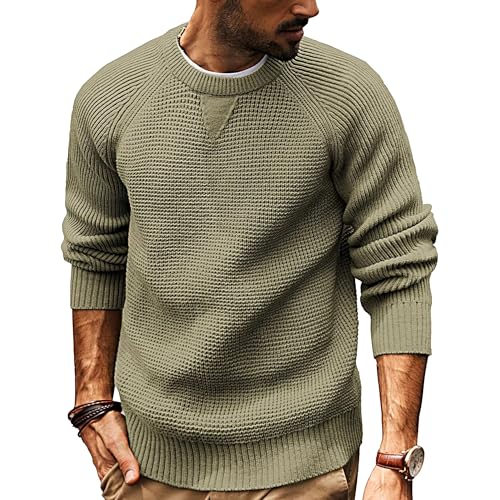 Pull en tricot gaufré élégant coupe raglan haut de gamme pour hommes