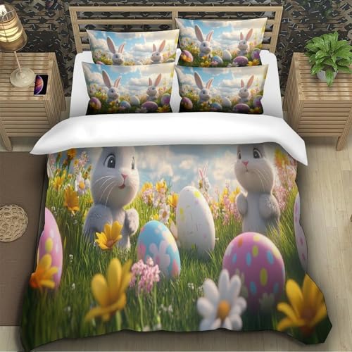 Drap de couette lapins de Pâques 260x220 entretien facile 3 pièces