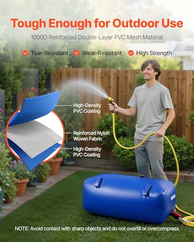 Image of VEVOR Water Storage Bladder 30 Gallon Large Capacity Water Bag, Portable & Collapsible Soft Waters Container, Leakproof & Tear-Resistant PVC Emergency Waters Storage Tank for RV Truck & Outdoor Use