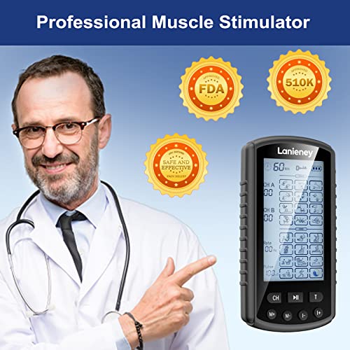 4 Output Dual Channel Tens Unit Muscle Stimulator, 40 Level Intensity 24 Modes Machine For Pain Relief Therapy, Rechargeable Electric Pulse Massager With 10 Electrode Pads For Knee, Back Pain Etc #TOP4