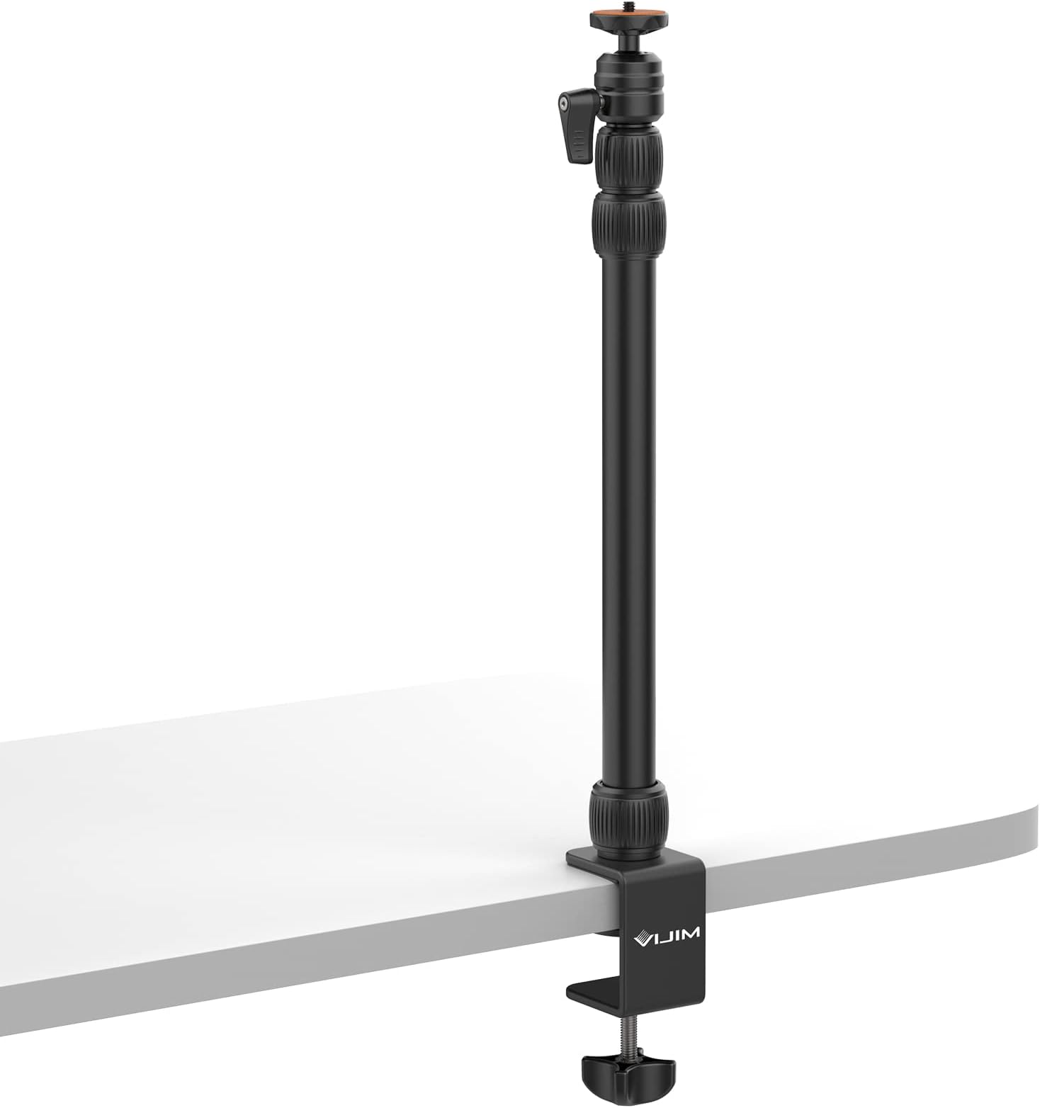 jusmo Camera Desk Mount Stand w Ballhead, 16-34inch Adjustable Table Aluminum Light Stand w Desktop C-Clamp for DSLR Smartphone Camera Light Webcam