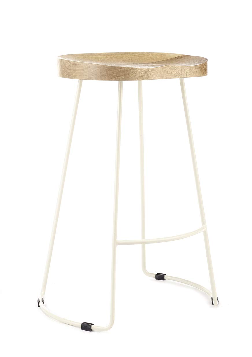 Elm Home And Garden designer kitchen pub bar stool 70cm High White Black Copper (White Frame) — image 1