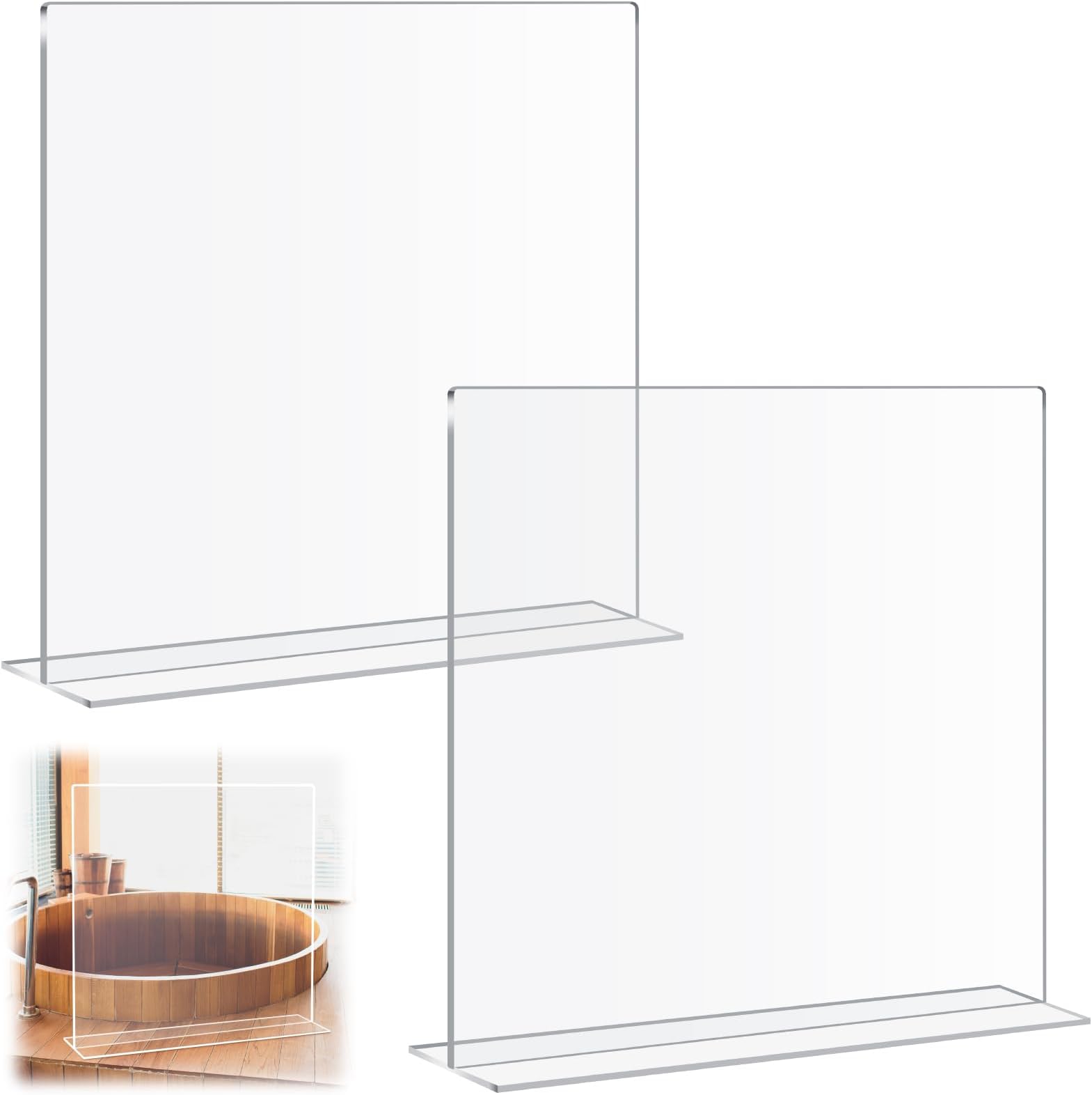 2 Pcs 19 x 18 Acrylic Splash Guard Sink Splatter Screens Clear Freestanding Panel Barrier Protective Shield for Kitchen Home Medical Complexes Schools Workspaces Restaurants Hospital