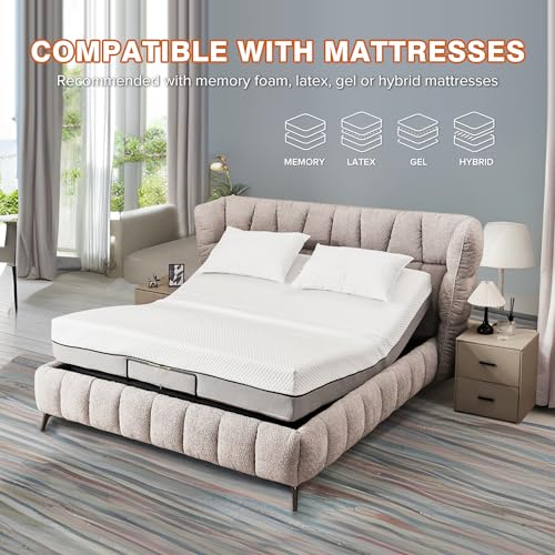 Donext Adjustable Bed Base, King Bed Frame, Independent Head and Foot Incline, Quiet Motor, Wireless Remote Control, Electric Bed Base, Black