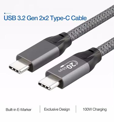 20-in Short USB-C to USB-C High-Speed 20Gpbs Data Transfer Charge Cable for Samsung T7 T9, SanDisk, Crucial X9 X6, Western Digital, SSK, Other SSD, Mac, iPhone 15 16, Android, PC, Laptop - Thumbnail 2