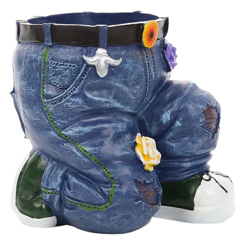 JSBWSFA Creative Resin Denim Jeans Flower Pot, Cute Pants Shape