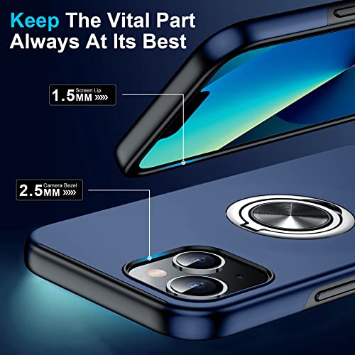 Temdan For Iphone 13 Mini Case, With 360°Rotatable Magnetic Ring Holder Kickstand Slim Fit 13Ft Military Grade Heavy Duty Shockproof Phone Case For Iphone 13 Mini 5G 5.4" Blue #TOP2