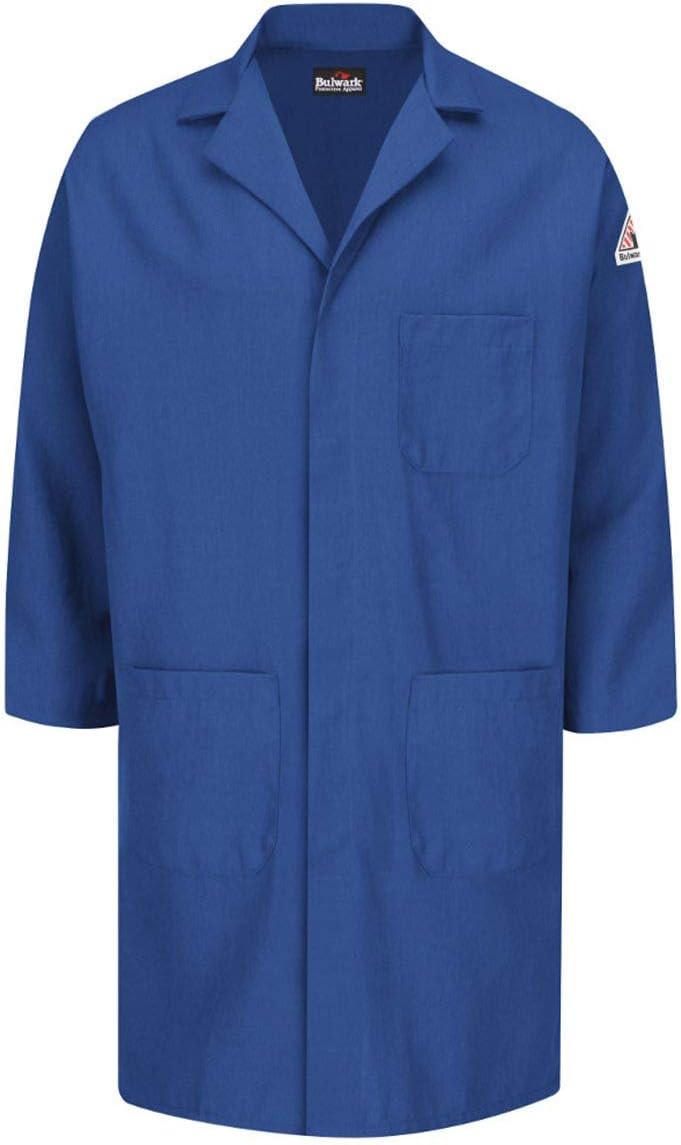 Bulwark Concealed Snap Front Lab Coat - Nomex IIIA - 6 oz. S Royal Blue