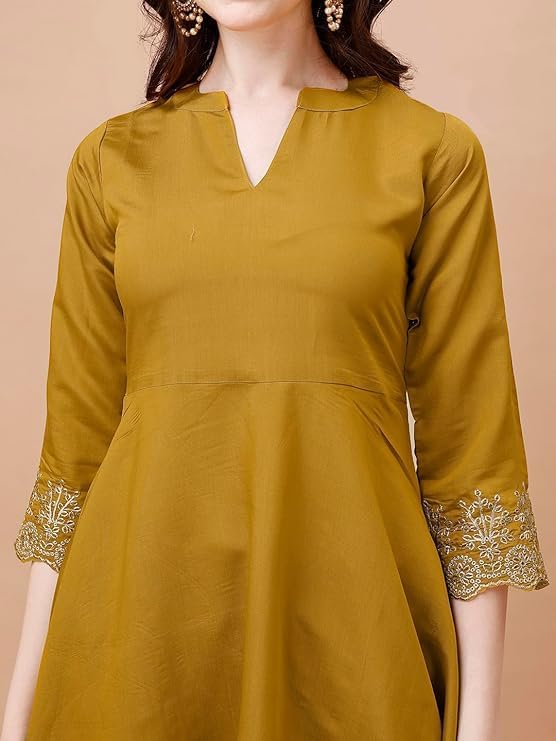 Kurta Set for Women Silk Embroidered Anarkali Kurta Set for Women with Palazzos and Dupatta