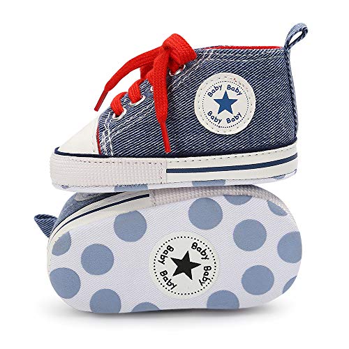 Image of KIDSUN Unisex Baby Boy Girl Canvas Sneaker Soft Sole Infant Lace up Newborn Ankle Toddler First Walkers Crib Shoes