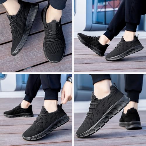 Chaussures de course pour hommes en noir taille 45 confortables et légères - 2