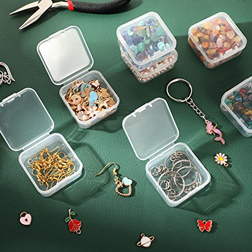 Image of Jetec 6 Pieces Mini Plastic Clear Beads Storage Containers Box for Collecting Small Items, Beads, Jewelry, Business Cards, Game Pieces, Crafts (1.7 x 1.7 x 0.8 Inch)