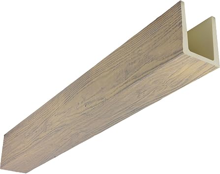 Ekena Millwork 3 1/2"W x 5 1/2"H x 96"L 3-Sided U-Beam MENA HeritageTimber Faux Wood Ceiling Beam, Sandstone