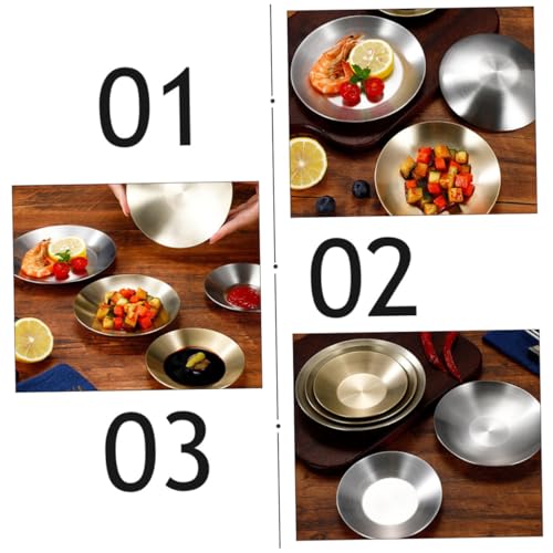 OHPHCALL 304 Grade Stainless Steel Dishes Korean Style Side Plate Set of 2 for Condiments - Thumbnail 2