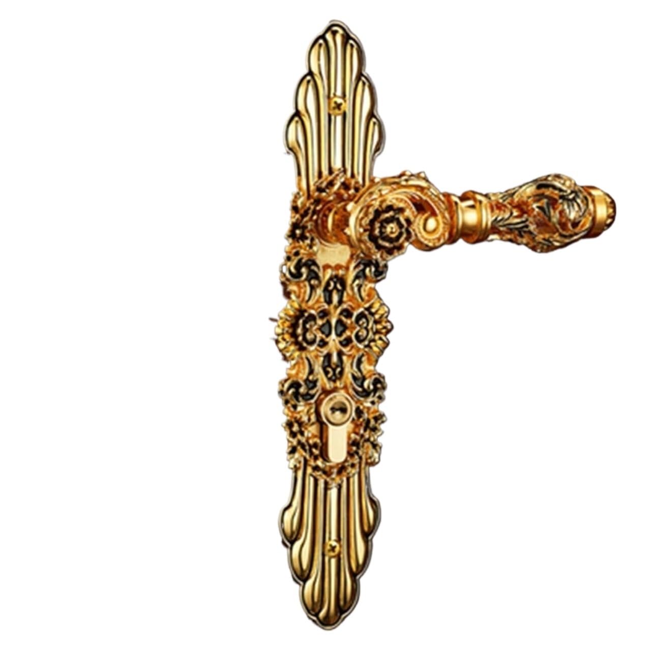 LGOIJHDVZ 85mm Center Lock All Copper Hollow Out Mute Door Indoor Wooden Handle Room European Luxury Style Villa(5)