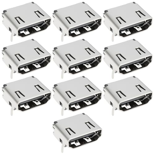 YINETTECH Conector Hembra HDMI de 19 Pines 10 Unidades Conector Dip Derecho para PCB para Ventilador de Ordenador.