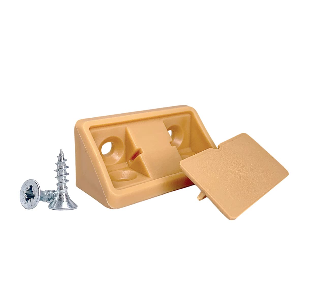 Diforma Light Brown (Pack Of 20 Pcs) Shelf Brackets 44 X 20 X 20 Mm, Furniture Corner Joints Plastic 90 Degree Corner Brace Joint, Right Angle, Screws Included (20, )