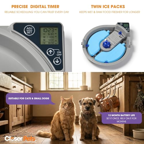 Image of Cat Mate Pet Mate C500 Automatic Pet Feeder with Digital Timer for Cats and Small Dogs [White, Grey]