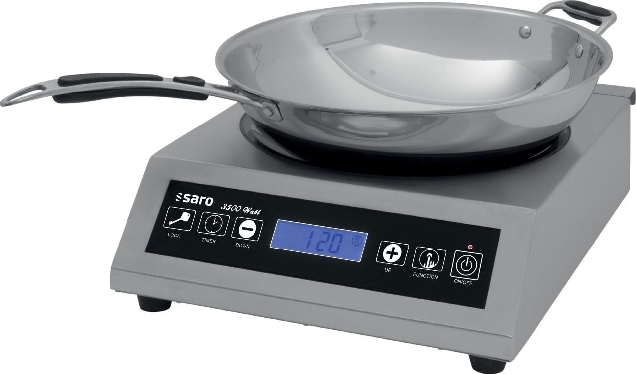 SARO Induktions-Wokkochfeld – Inkl. Wok – 10 Heizstufen – Timer – Edelstahlgehäuse – Temperatur 60–240 °C – 3,5 kW – Modell LOUISA