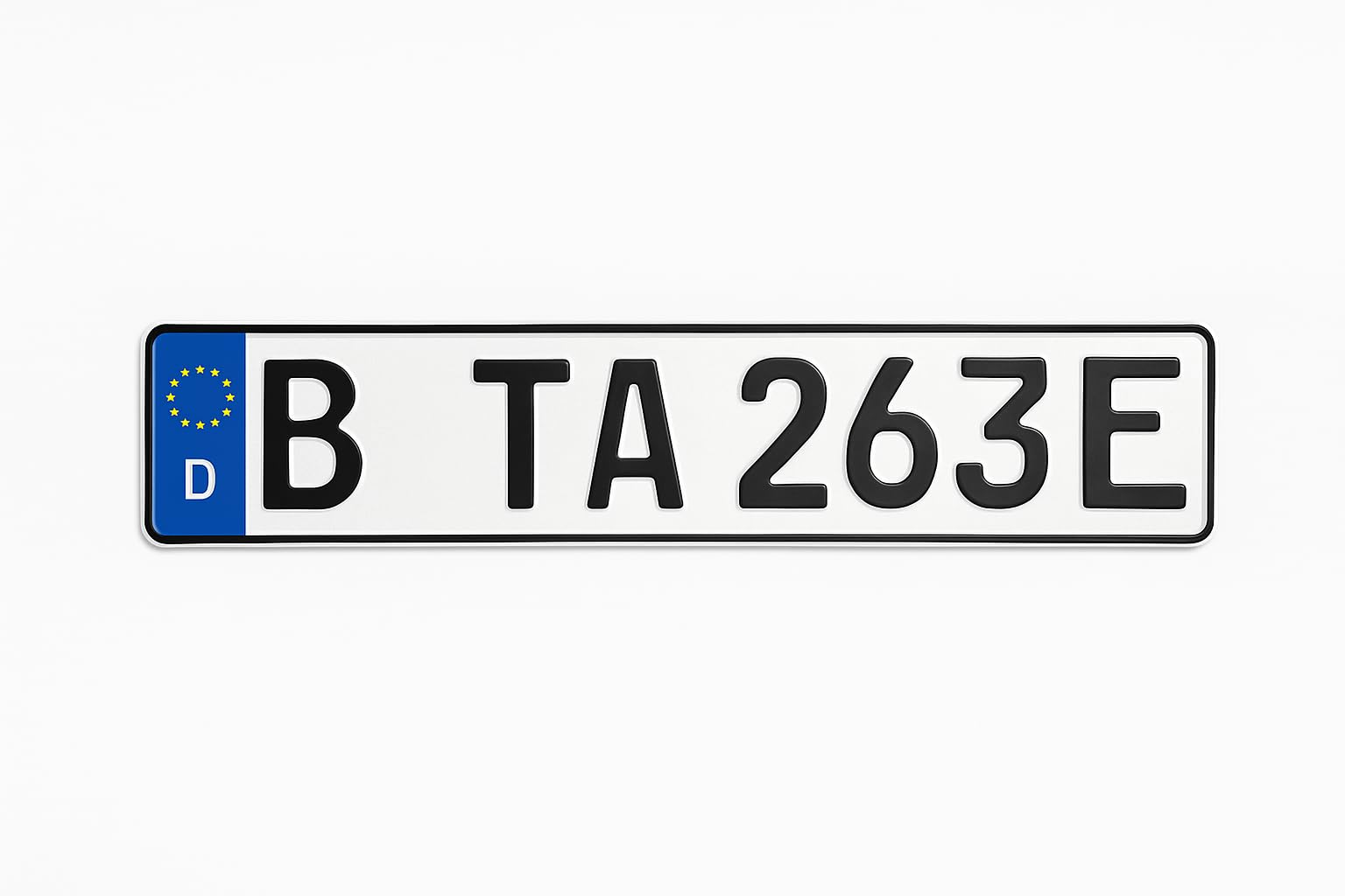 TA TradeArea 1 amtliches E-Kennzeichen Schild – Offizielles Nummernschild für Elektro- & Hybridfahrzeuge – DIN 74069 Zertifiziert, reflektierend, geprägt, Aluminium – Made in Germany