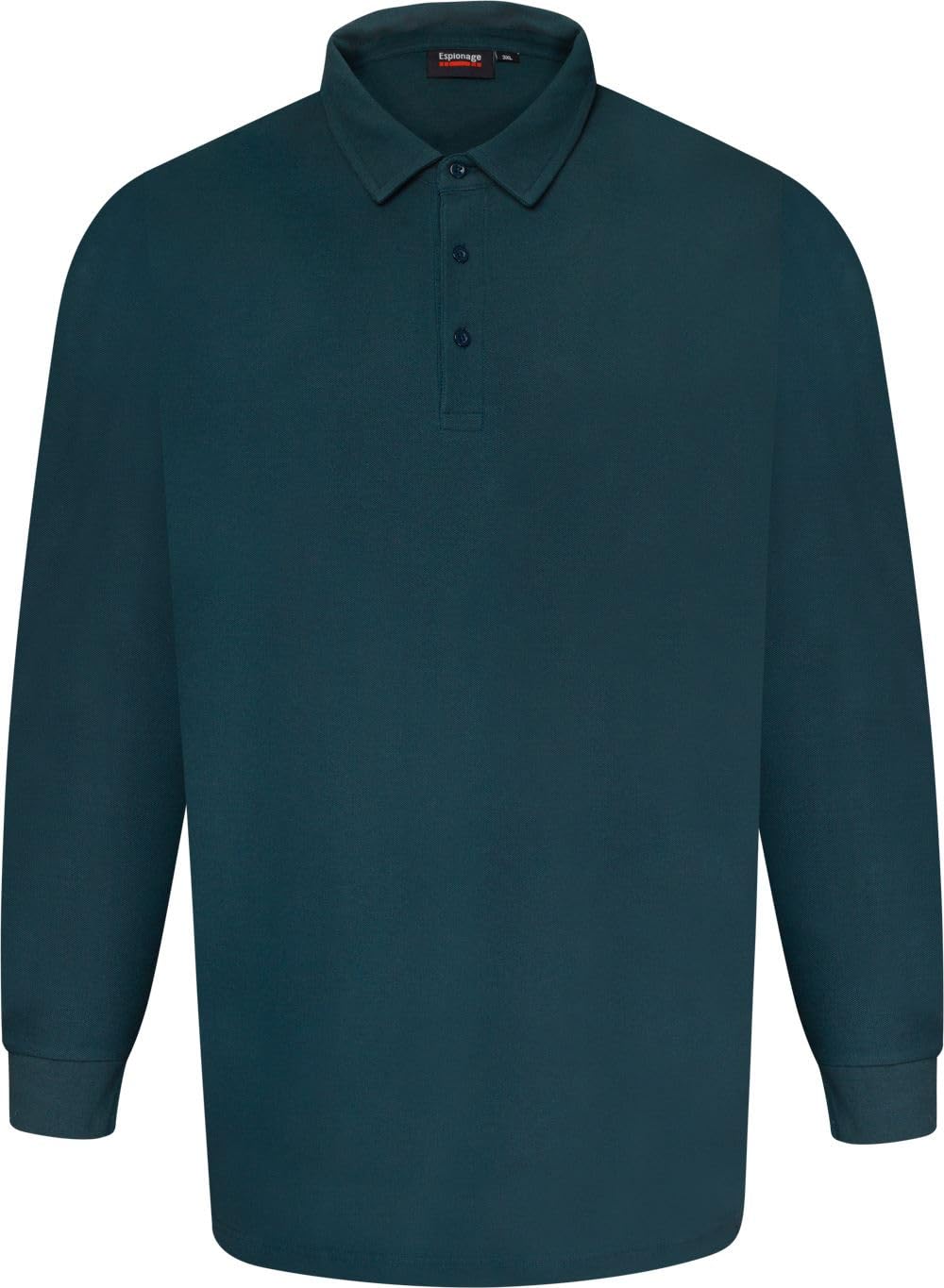 Espionage Men's Blue Long Sleeve Pure Cotton Polo Shirt - 4XL