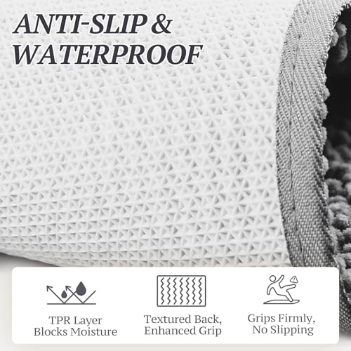 VIVAGLORY Schmutzfangmatte Hund Absorpmax Cleany Mat Hund, Hundeteppich Schmutzmatte Fußmatte, Waschbar Wasserdicht rutschfest Schlammige Saugfähige Chenille Fußmatte, 80cm × 50cm, Grau