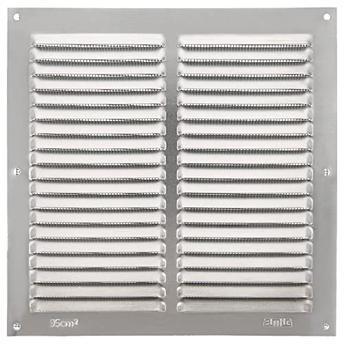 Amig   Rejilla Cuadrada de Aluminio con Mosquitera   Rejillas de Ventilación para Salida de Aire   Ideal para Techo de Cocina y Baño   Medidas 200 X 200 MM   Color Plateado