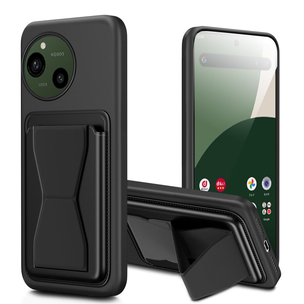 対応 AQUOS R9 / R10 ケース AQUOS SH-51E / SH-51F ケース SH-M28 カード収納 スタンド付き アクオス r9/r10 スマホケース バンド付き スタンド機能 耐久 滑り止め 黑