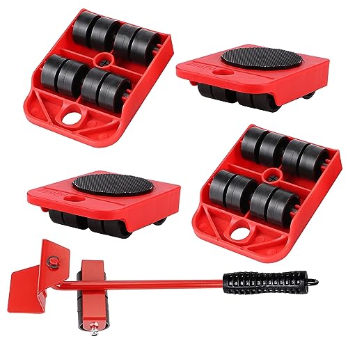 JSMTKJ Juego de Ruedas para Transporte de Muebles 5 Piezas Kit de Rodillos para Mover Muebles 4 Ruedas y 1 Elevador de Carga, 150 kg Cada uno para Mover Muebles mudanzas y elevadores