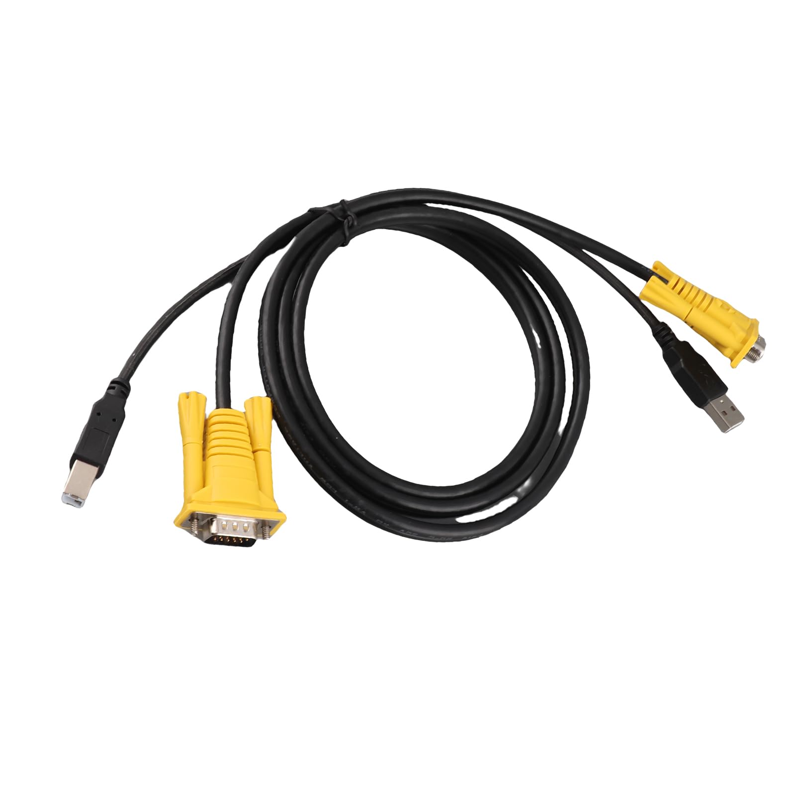 Câble KVM USB Pratique de 1,5 M avec Connecteurs VGA et USB, Idéal pour la Connexion PC, Matériau PVC, Indispensable pour Les Utilisateurs de Commutateurs KVM