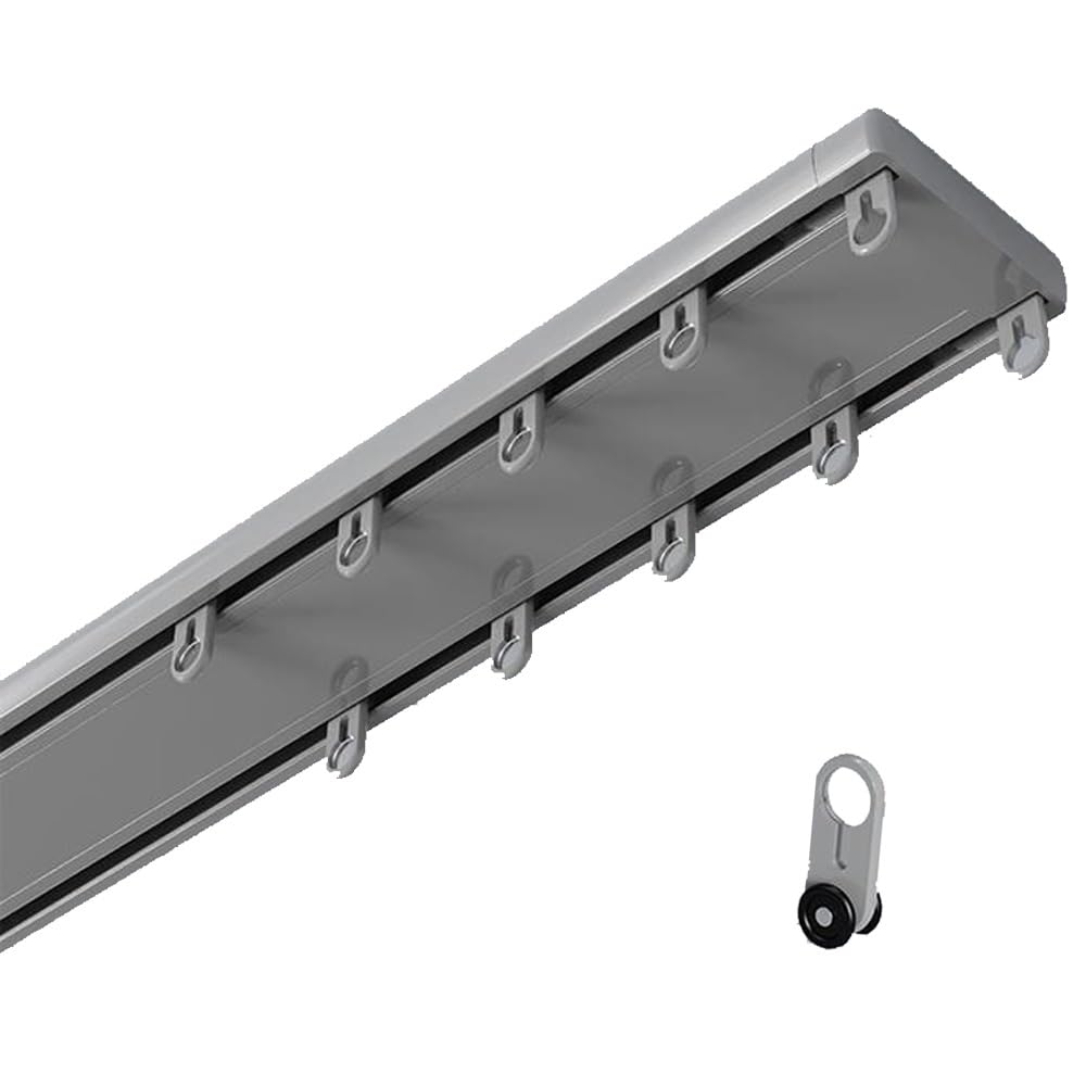 Wytrzymały system podwójnych zacisków 3,3, 6 m, regulowane aluminiowe szyny do dzielenia pokoju, do montażu sufitowego, pręty zaciskowe (szare, 3,5 m), idealne do dekoracji domu i biura