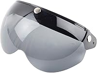 Vista 2 de VCOROS Casco universal para motocicleta, estilo piloto retro, estándar, con 3 botones a presión, visera abatible y abierta, protector de media cara