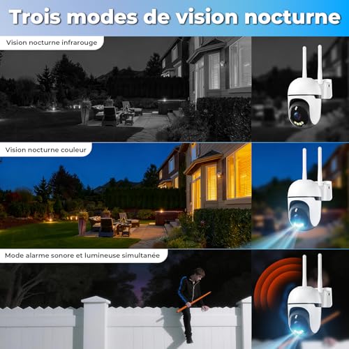 WESECUU 2K Caméra Surveillance WiFi Extérieure, Suivi Auto 360° Caméra IP Compatible avec 2.4Ghz/5Ghz, Vision Nocturne Couleur, Détection Humaine, Audio Bidirectionnel, Enregistrement 24H – vue 5