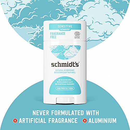 Schmidt's Aluminum Free Natural Deodorant For Women And Men, Fragrance Free For Sensitive Skin With 24 Hour Odor Protection, Certified Cruelty Free, Vegan Deodorant, 3.25Oz, 3 Pack #TOP3