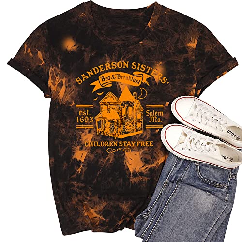 Halloween Hocus Pocus Shirt Womens Witch Museum Sanderson Sisters Bed and Breakfast T-Shirts for Women Classic Halloween Movie Graphic Tee Tops