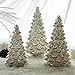 KI Store Lighted Glass Christmas Tree Figurine with Timer Set of 3 Mercury Glass Christmas Decoration Battery Operated for Centerpieces Window Tabletop Mantel