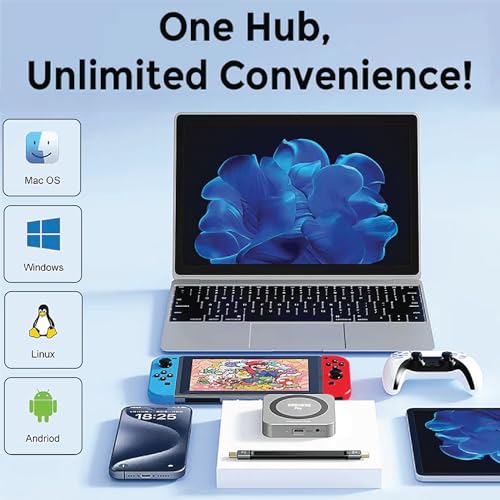 Image of Magneto Pro by Skinly Magnetic 8 in 1 Type-C Docking Station with M.2 NVME Slot for Storage Expansion Upto 2TB - Compatible with iPhone 15 /16 Series,MacBooks,iPads,Android and Windows Laptops