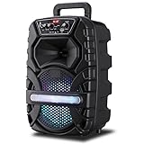 Cable auxiliar Y Radio FM Altavoz Bluetooth Grande de Inalámbrico con Karaoke 8\" 12 Watt Sintonizador Radio FM, Batería Interna de 1800mah, Potente Altavoz Y Puerto USB