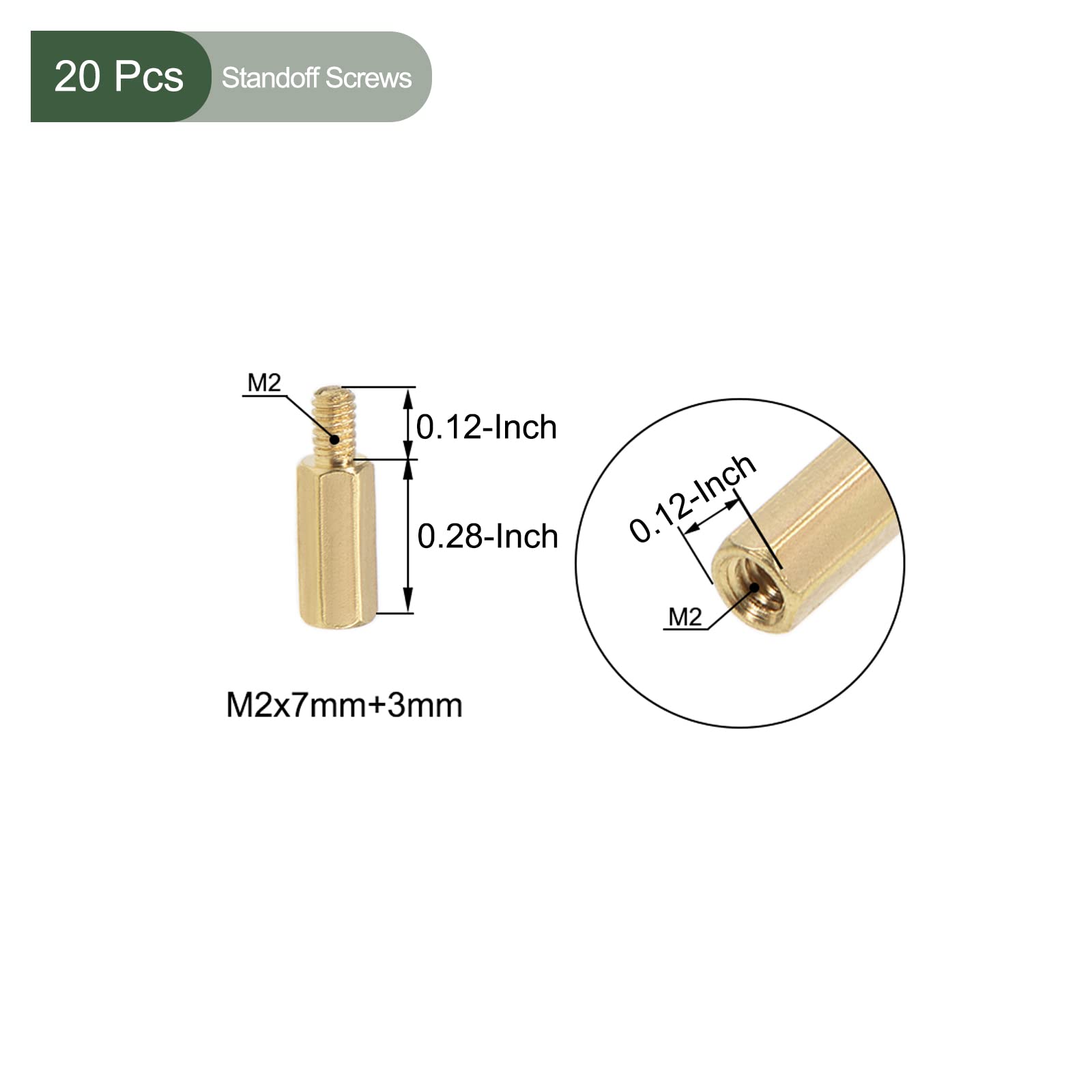 YOKIVE 20 Pcs M2 Standoff Screws, Brass Hex PCB Standoffs, Keep Height Consistent, Great for Motherboard (Gold Tone, 7mm+3mm) - Image 2