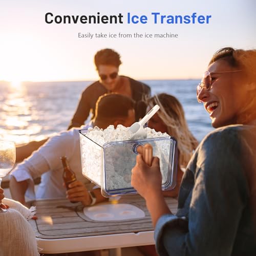 Nugget Ice Maker Countertop, 40lbs/24H, Pebble Ice Maker with Soft Chewable Ice, Self Cleaning Sonic Ice Machine, Stainless Steel with Touch Screen, Compact Design for Home Office Bar Party -Silver