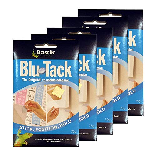Bostik Blu-Tack Reusable Resin & Hardener Adhesive, Pack of 5 (17.78 cms X 10.16 cms X 0.51 cms, Grey)