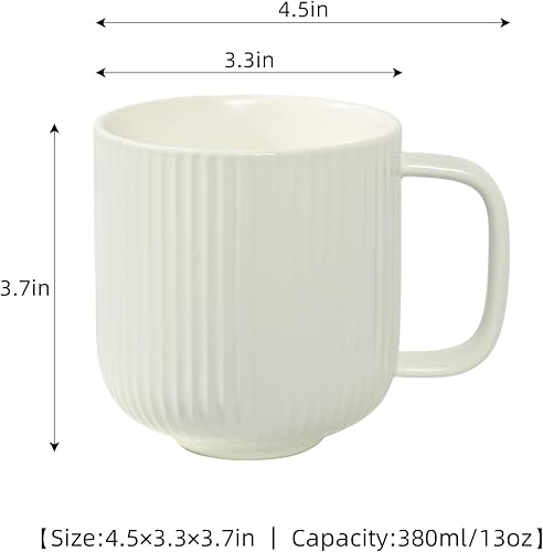 Miniatura 2 de TAIMEI Tazas de café de cerámica, juego de 4 tazas de café grandes de 13 onzas para tazas de coco calientes, café y cacao, taza acanalada vintage