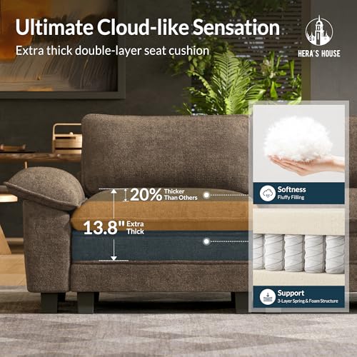 Image of HERA'S HOUSE 124 inch Oversized Modular Sectional U Shaped Sofa,Chenille Taupe | 5-Seater Living Room Couches, Wider Armrest and Deep Seat, Comfy Cloud Couch with Ottoman, Grayish Brown