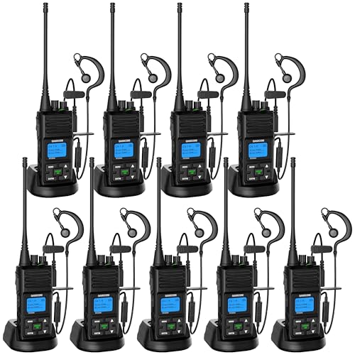 SAMCOM 5W High Power Two Way Radio,Heavy Duty Walkie Talkies for Adults Long Range with Earpieces,Professional UHF 2-Way Radio Rechargeable with 1500mAh Battery and Charger,9 Packs