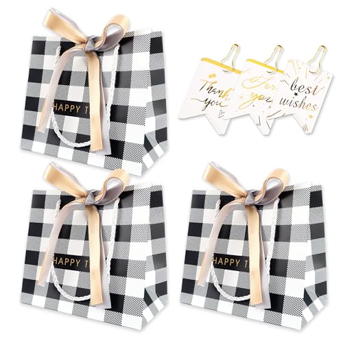 ラッピング プレゼント 袋 ラッピング袋 【選べる31デザイン・サンクスタグ9枚付き・多用途】 紙袋 ギフト 手提げ ラッピング 袋 小 大 ギフト袋 ギフトバッグ 包装袋 誕生日 花柄 リボン付き (モダン-02,S)