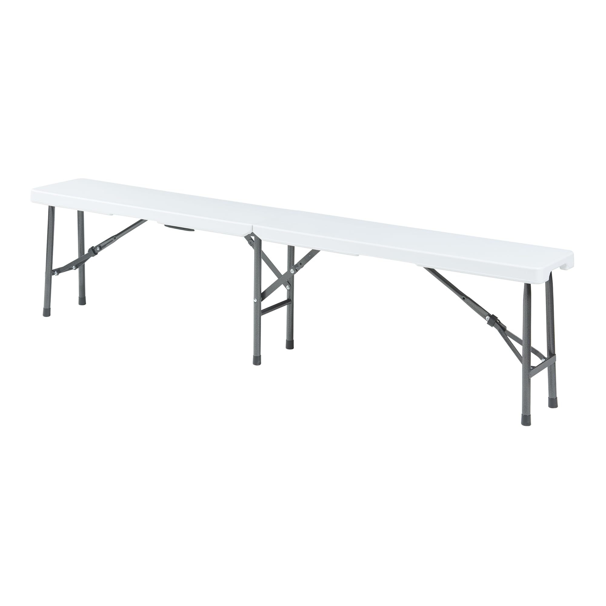 [en.casa] Lot de 2 Bancs de Camping Pliables pour Extérieur Festivals Pique-Nique Banc Pliant pour 4 Personnes avec Poignée de Transport Métal HDPE 180 x 25 x 43 cm Blanc