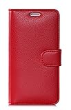 S6 Edge Case, Galaxy S6 Edge Case, FYY Premium Leather Flip Case Stand Cover with Card Slots and Note Holder for Samsung Galaxy S6 Edge Red