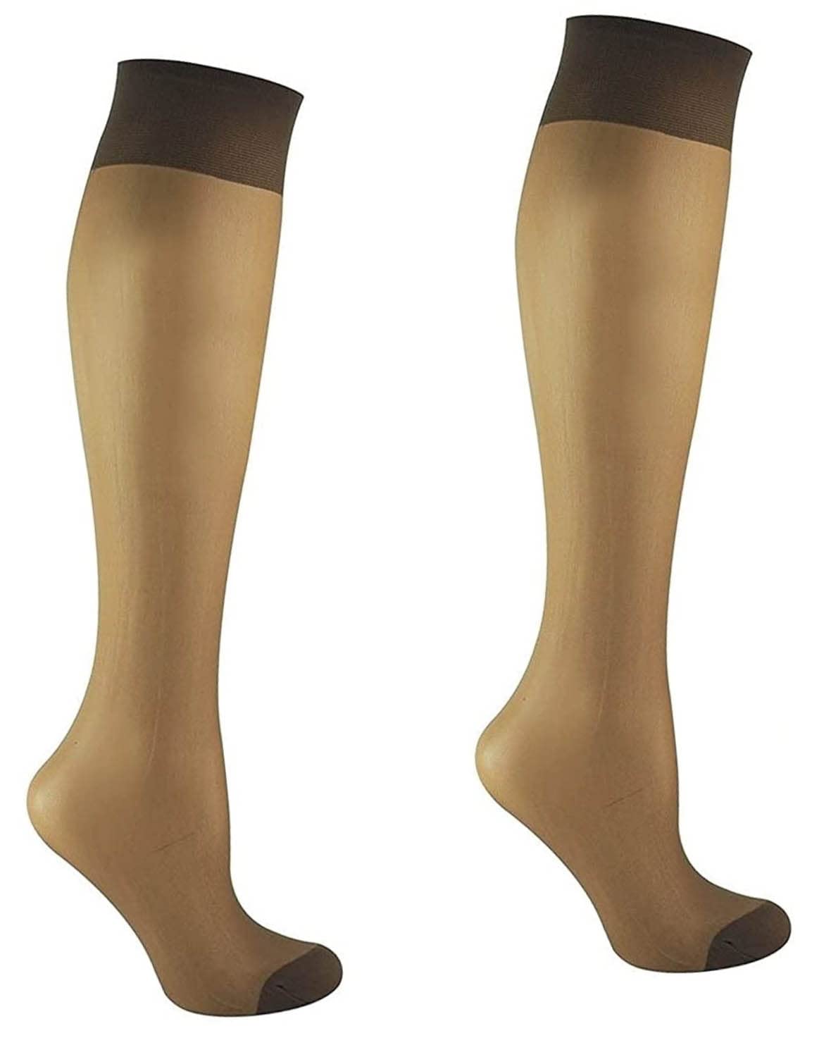 Mytoptrendz Women's Mink- 4 Pair Mytoptrendz® Socks - 4 Pair Nylon Knee Highs- Sheer Nylon Pop Socks Tights With Comfort Cuff Top Holdups (Mink - 4Pair)