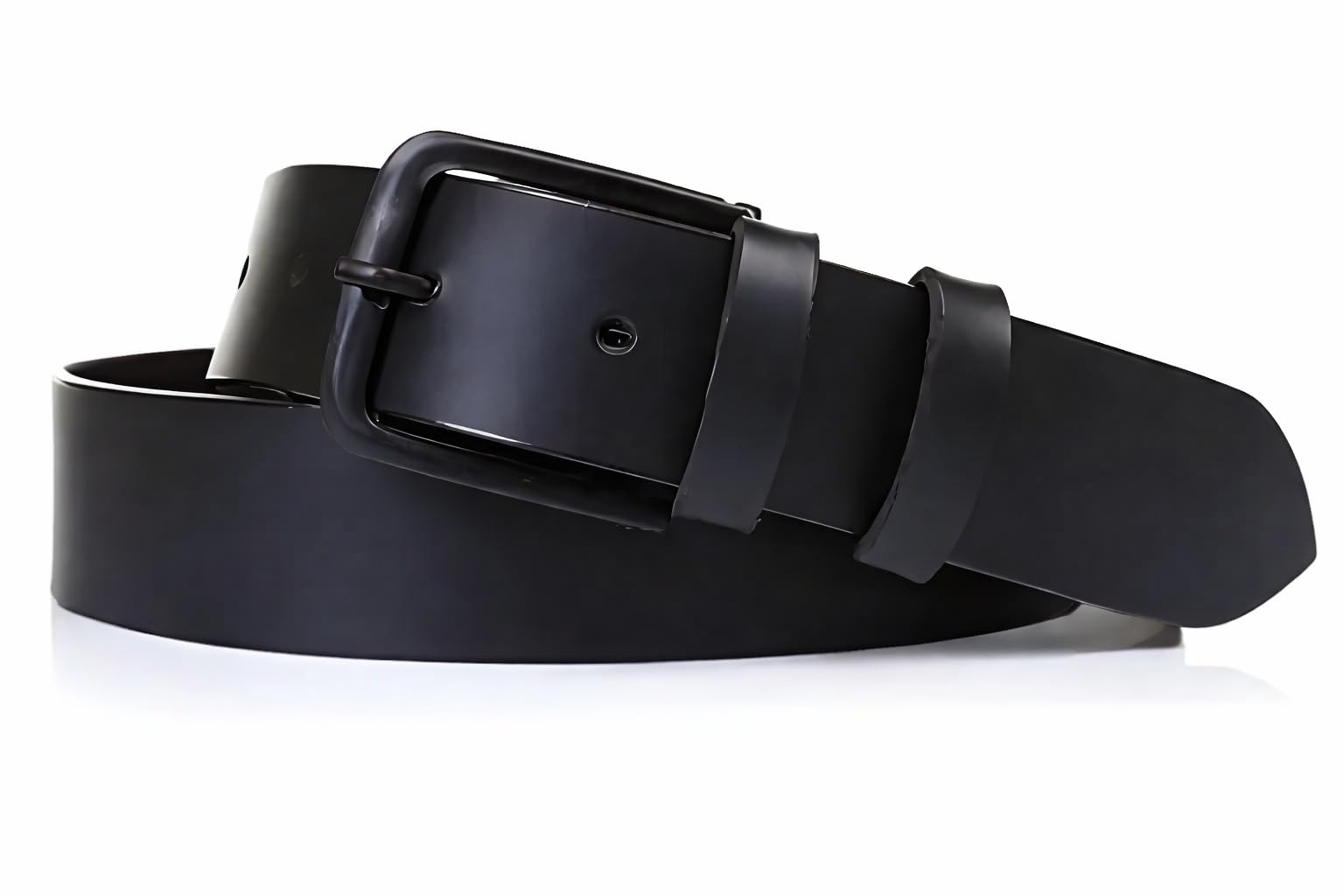 Unisex Black PU Leather Belt with Matte Metal Buckle | Stylish Minimalist Waist Belt for Men & Women | Durable Adjustable Casual & Formal Wear Belt-picture-45